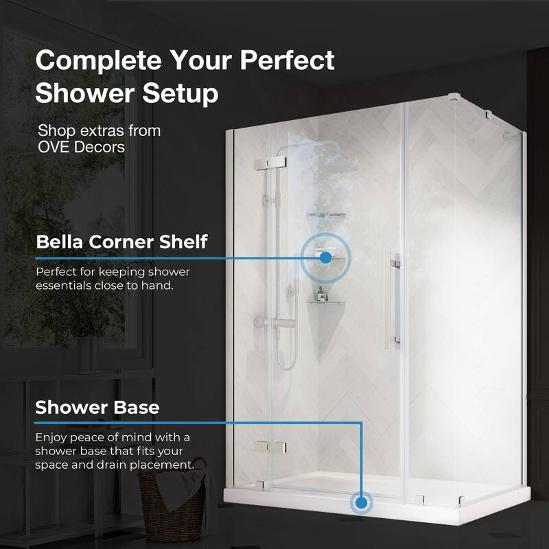 OVE Decors Tampa Alcove Frameless Pivot Hinge Shower Door, 2025