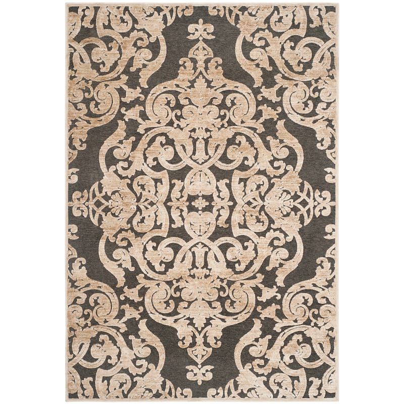 SAFAVIEH Paradise Fannye Watercolor Modern Viscose Rug - 5'3" x 7'6" - Stone/Anthracite