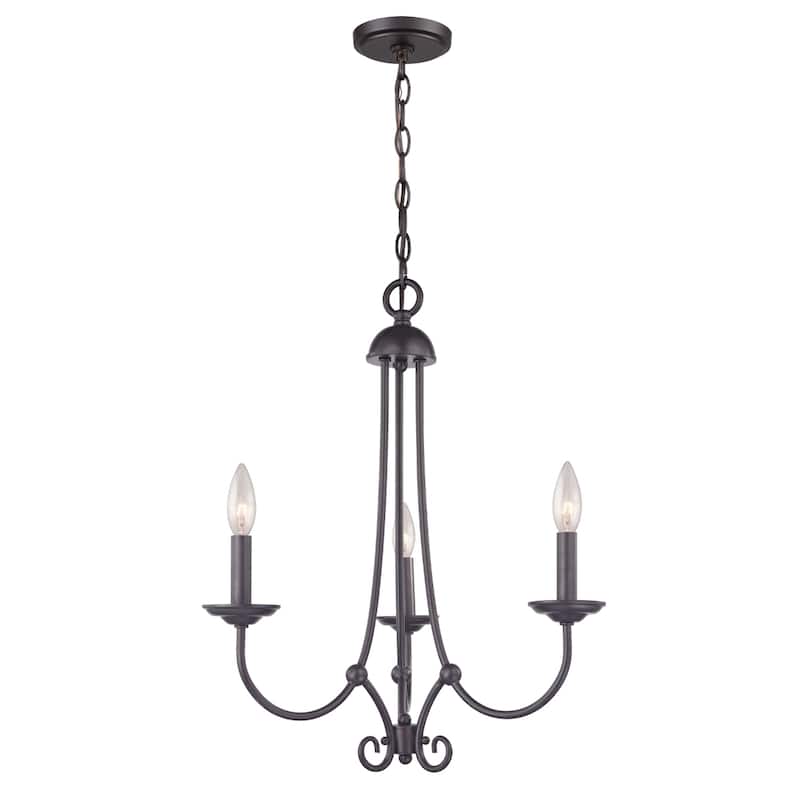 Montgomery 20-inch Wide 3-Light Chandelier in Brushed Nickel - 20in W x 20in D x 22in H - Bronze