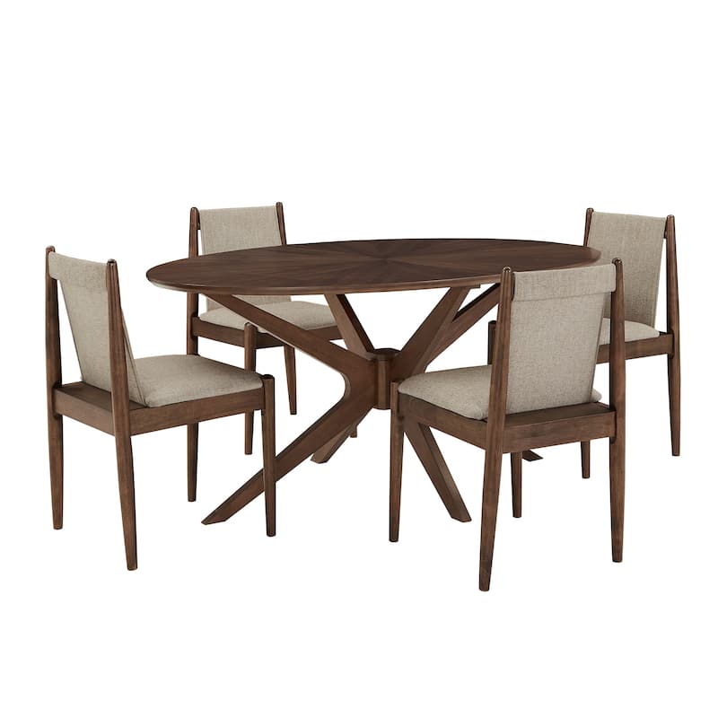 Rondo Walnut Finish Oval Dining Set (5PC) by iNSPIRE Q Modern - Walnut