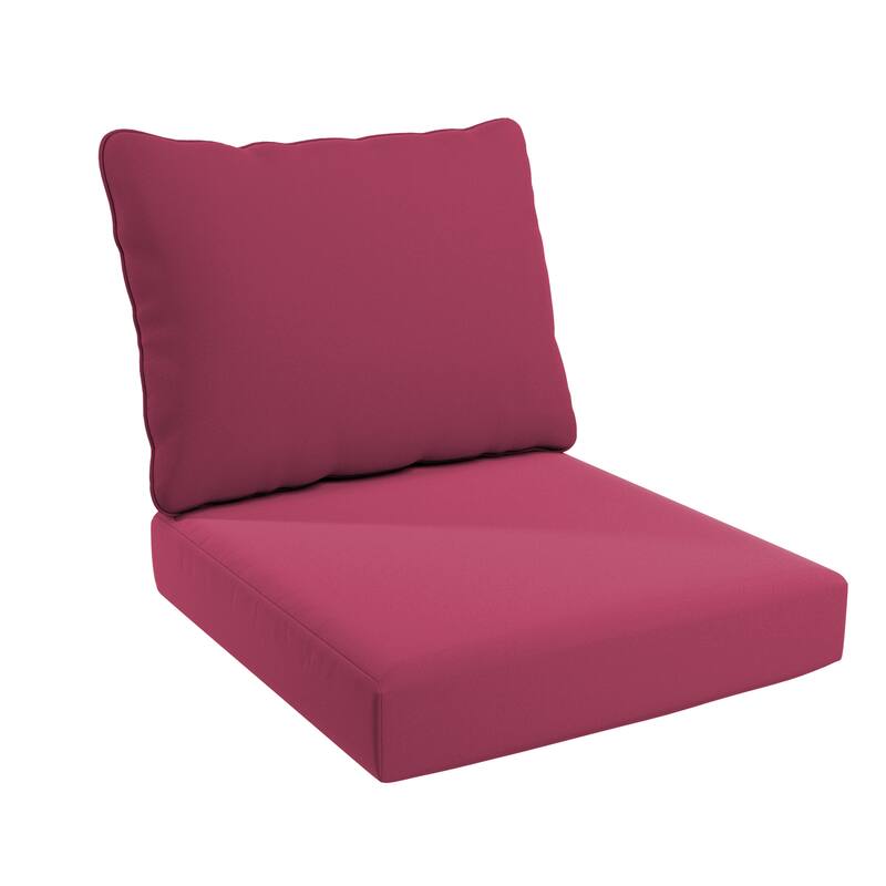 California Umbrella Outdoor Deep Seat Cushion Set, 24" x 48", Sunbrella Fabric, Densified Fiber Fill - Hot Pink