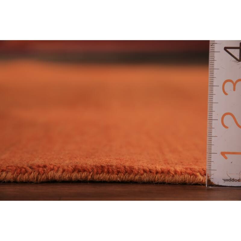 Modern Orange Gabbeh Oriental Area Rug Hand-Knotted Wool Carpet - 6'6" x 9'7"