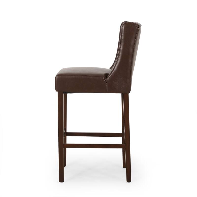 30" Modern Set of 2 Bar Stools with Button-Tufted Backrests Seats, Metal Legs, for Bar Dining Room and Living Room
