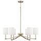 preview thumbnail 1 of 2, 40" W x 18.5" H 6-Light Chandelier in Matte Brass with Clear Acrylic Accents and Cylindrical White Fabric Shades - 32"W x 10.5"H 32"W x 10.5"H - Matte Brass