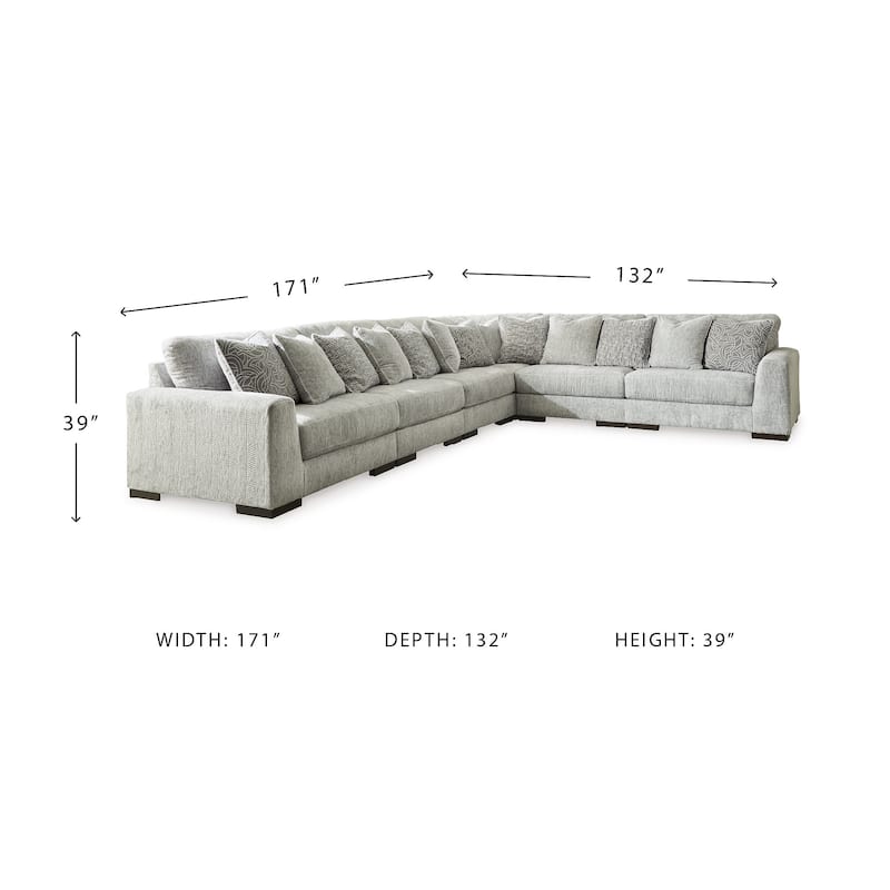 Signature Design by Ashley Regent Park Pewter 6-Piece Sectional - 171"W x 132"D x 39"H