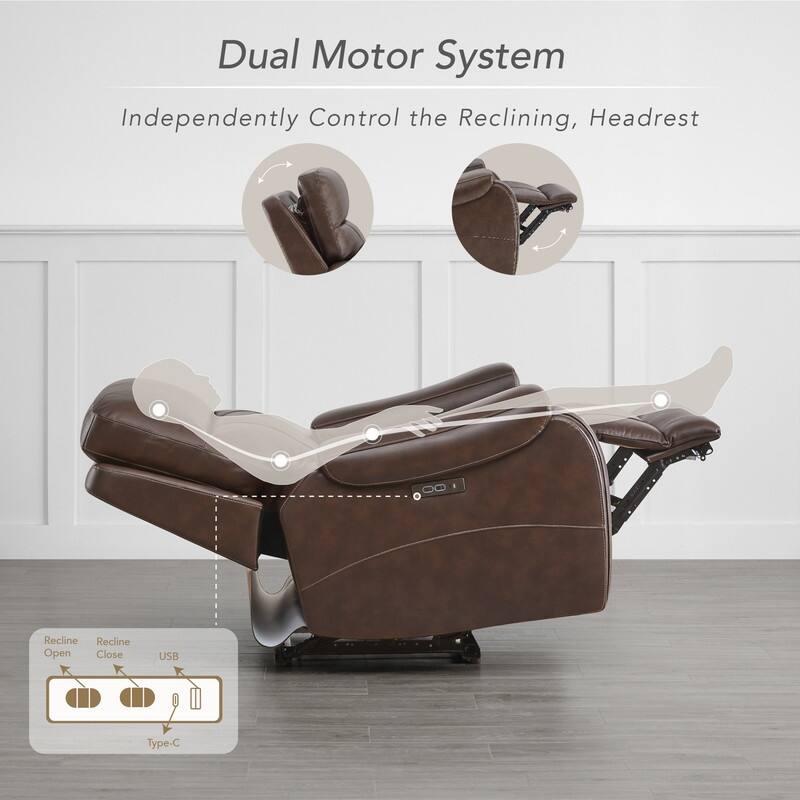 Spruce & Spring Gavin Power Genuine Leather Recliner Chair Zero-Gravity Recliner