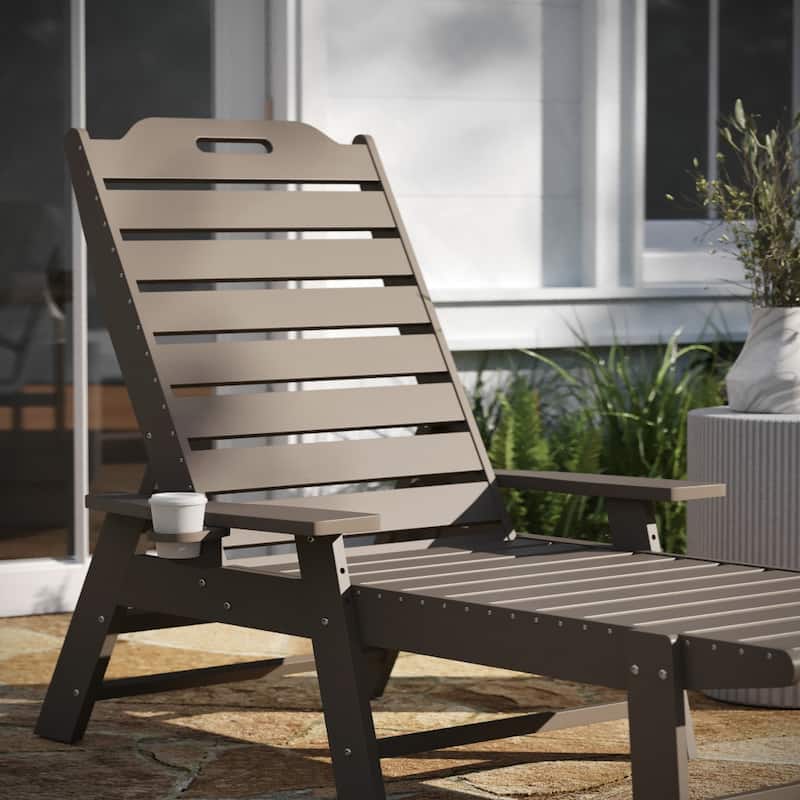 Outdoor Adjustable Lounge Chair with Cupholder