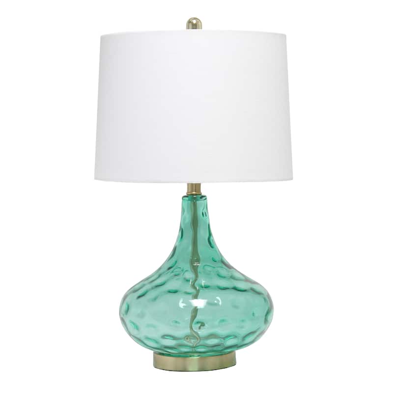 24" Modern Refined Bubbly Colored Glass Table Lamp - Seafoam