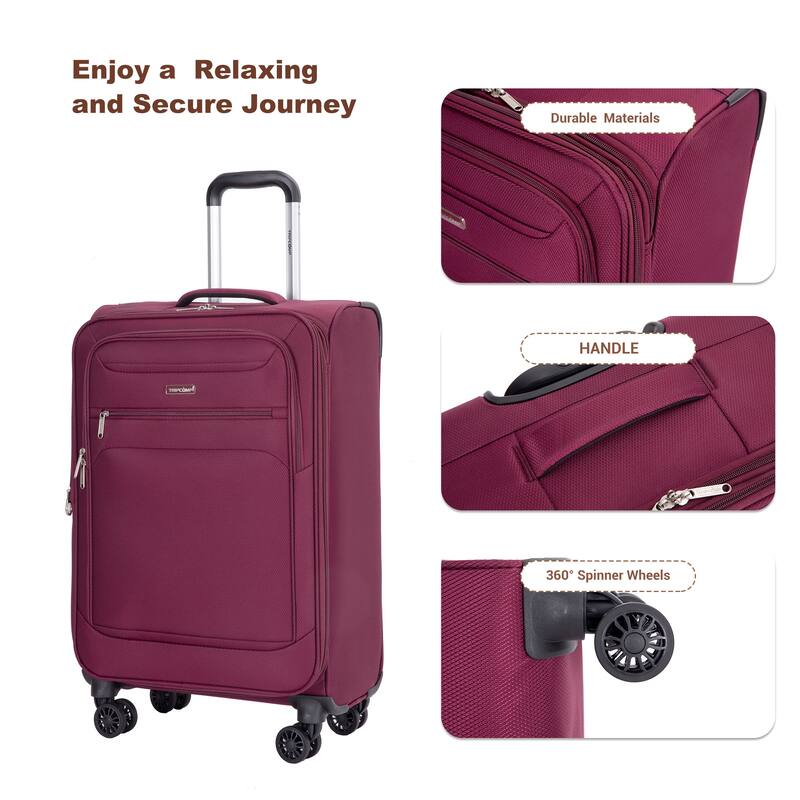Durable 3-Piece Polyester Luggage Set (18" Carry-On, Travel Bag, Toiletry Bag) with 360° Spinner Wheels