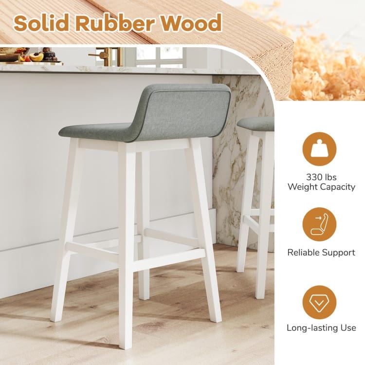 Low-Back High-Top Chairs with Padded Seat and Rubber Wood Legs - 20" x 16.5" x 29"