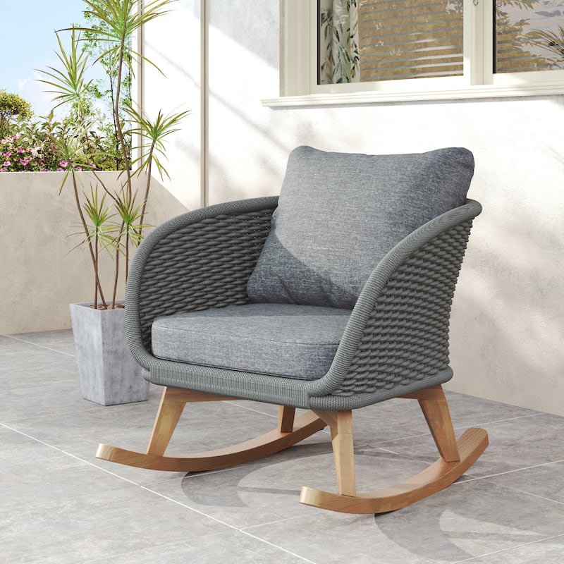 Contemporary Minimalist Wicker Rocking Chair