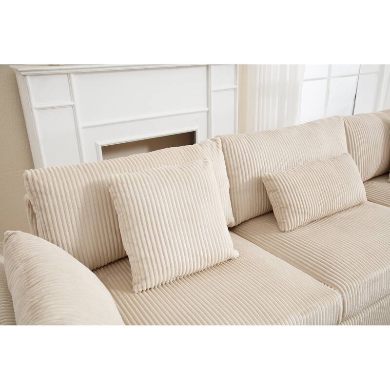 Modern Oversized Modular Sectional Sofa with Soft Corduroy Cushion for Living Room and Guest Room, Reconfigurable Layout