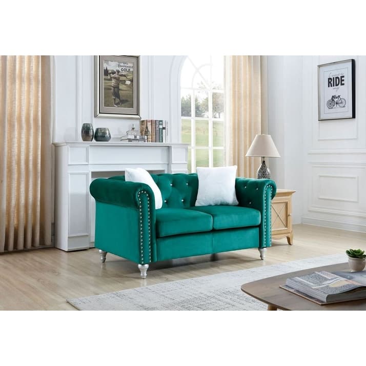 Raisa Microsuede Velvet Tufted Loveseat