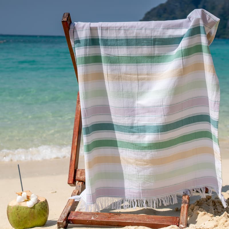 SandFree Cotton Oversized Turkish Beach Towel with Tassels - 35x75