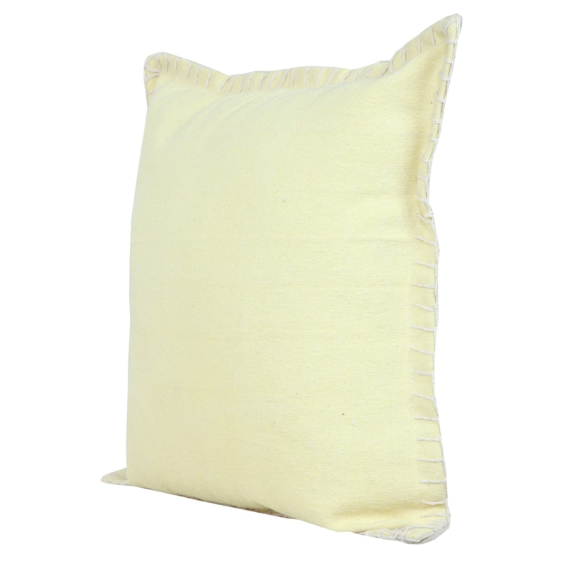 HomeRoots 20" X 20" Light Yellow 100% Cotton Zippered Pillow