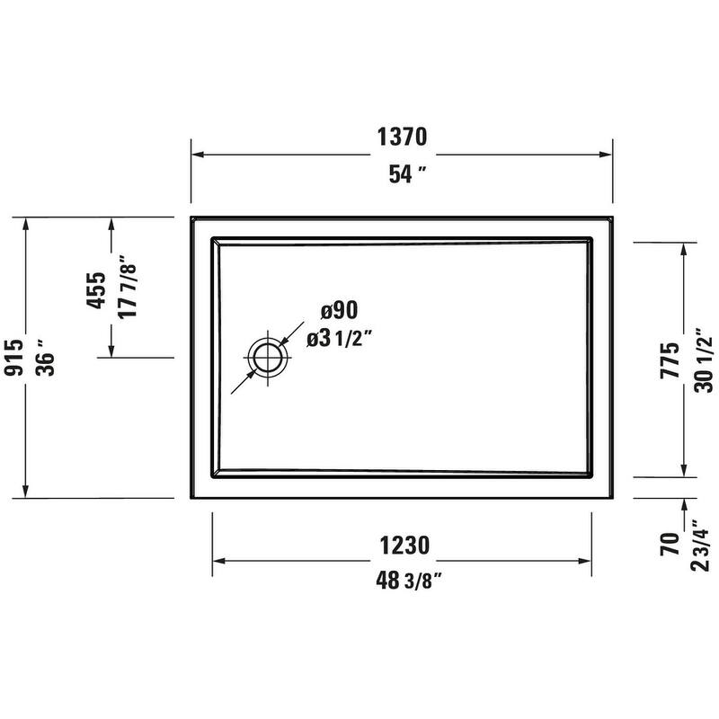 Duravit 720244 Architec 54" x 36" Rectangular Shower Base with Single