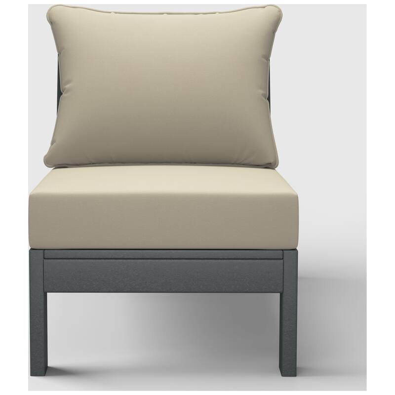 Birchwood All Weather HDPE Outdoor Patio Deep Seating Gray Armless Chair With Cushions (1-Piece)