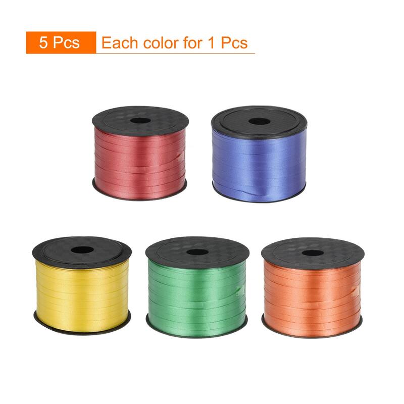 5pcs 100 Yards Curling Ribbon Crimped Balloon String Metallic 5mm - Multicolor