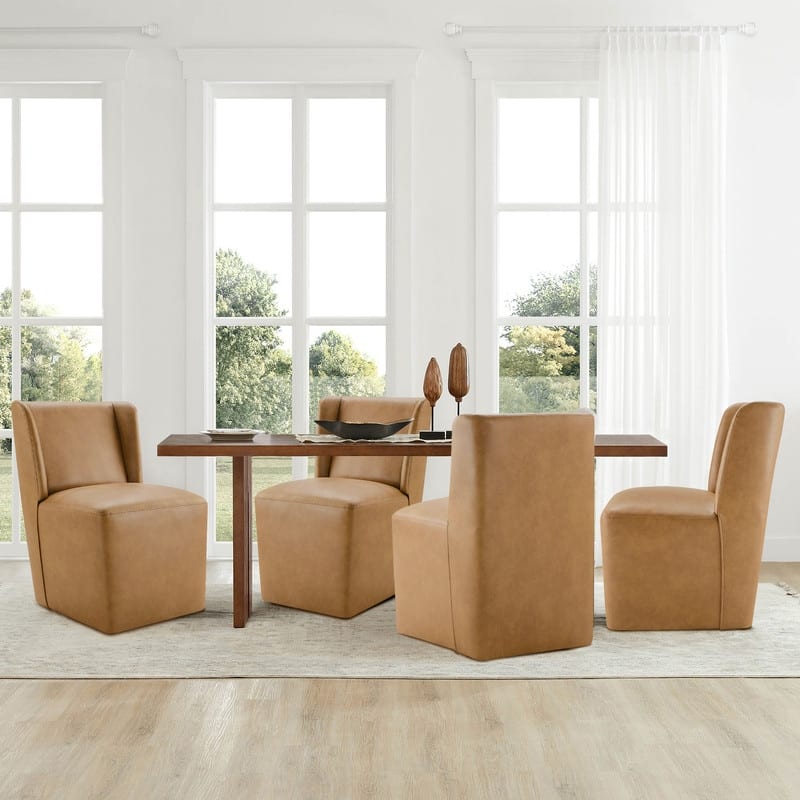 Spruce & Spring Iris Modern Upholstered Fabric Dining Chair with Casters