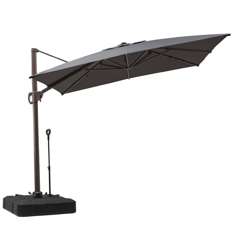 11 x 9 FT Aluminum Outdoor Patio Offset Cantilever Umbrella with Base