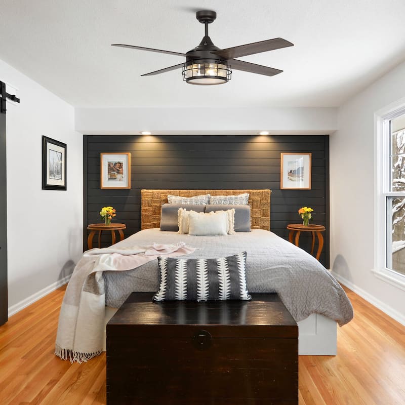 52" Oil-rubbed Bronze 3-Light Wooden Ceiling Fan with Remote