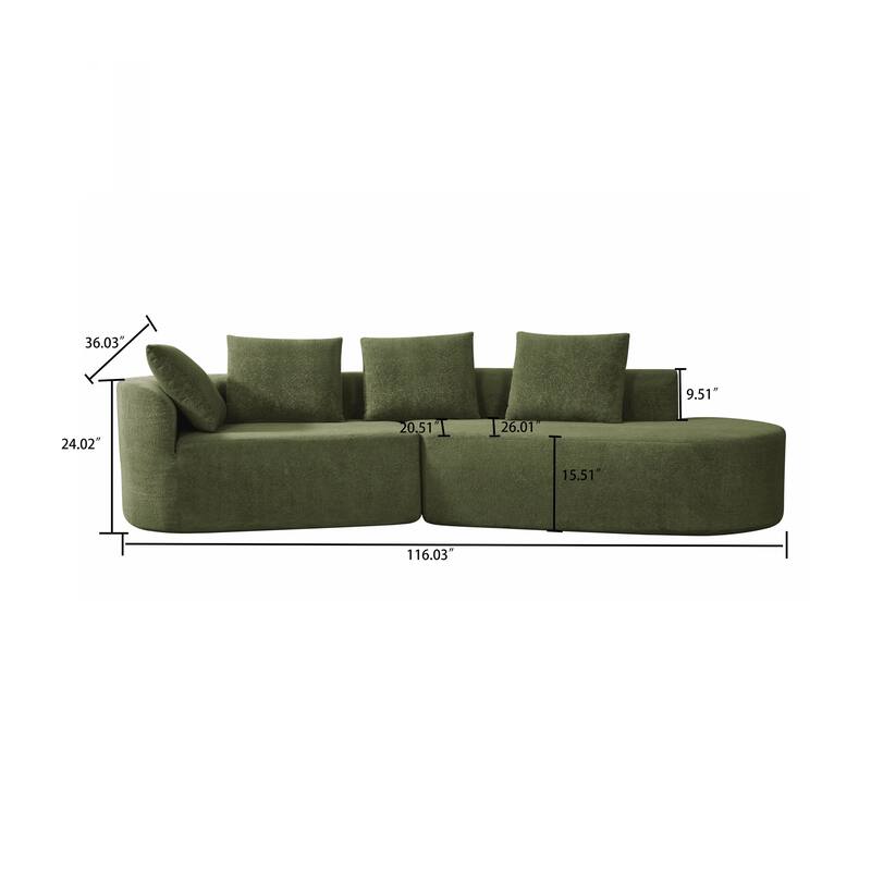 Modern 2-Seater Frame-Free Compressed Polyester Upholstered Sectional Sofa