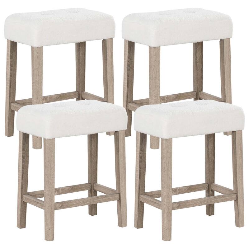 2/4PCS Sherpa Bar Stools Counter Height Kitchen Bar Stools - Set of 4