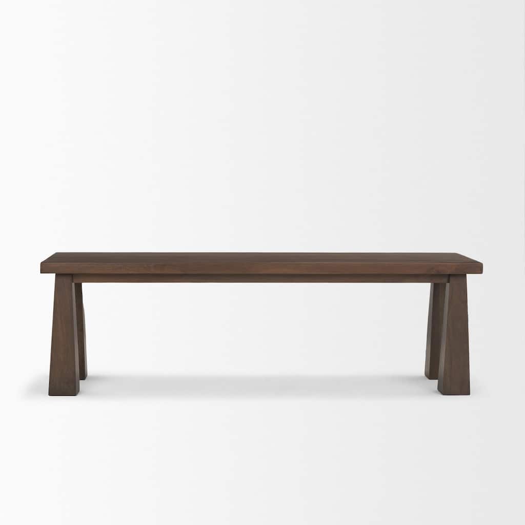 Wolcott Rectangular Dark Brown Solid Wood Bench - 60.0L x 16.0W x 18.0H