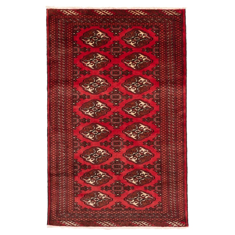 ECARPETGALLERY Hand-knotted Teimani Red Wool Rug - 3'2 x 4'10