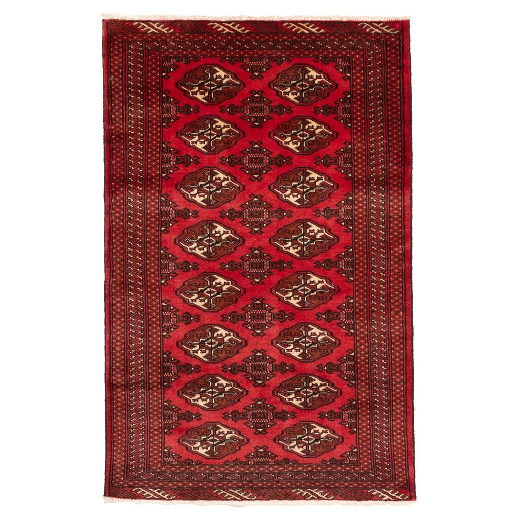 ECARPETGALLERY Hand-knotted Teimani Red Wool Rug - 3'2 x 4'10