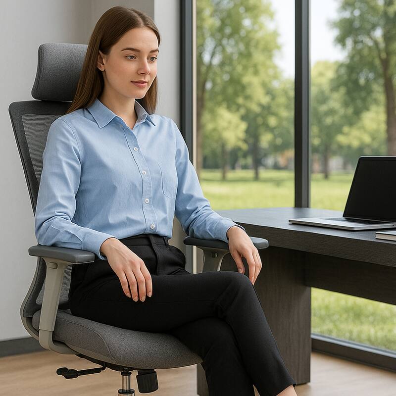 High Back Mesh Office Chair, Breathable Wide Mesh Seat&Seat Depth Adjustment