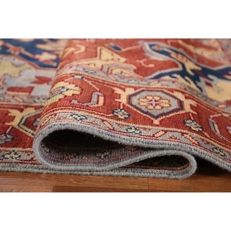 Blue & Orange Heriz Serapi Indian Area Rug Handmade Wool Carpet - 9'0" x 11'9"