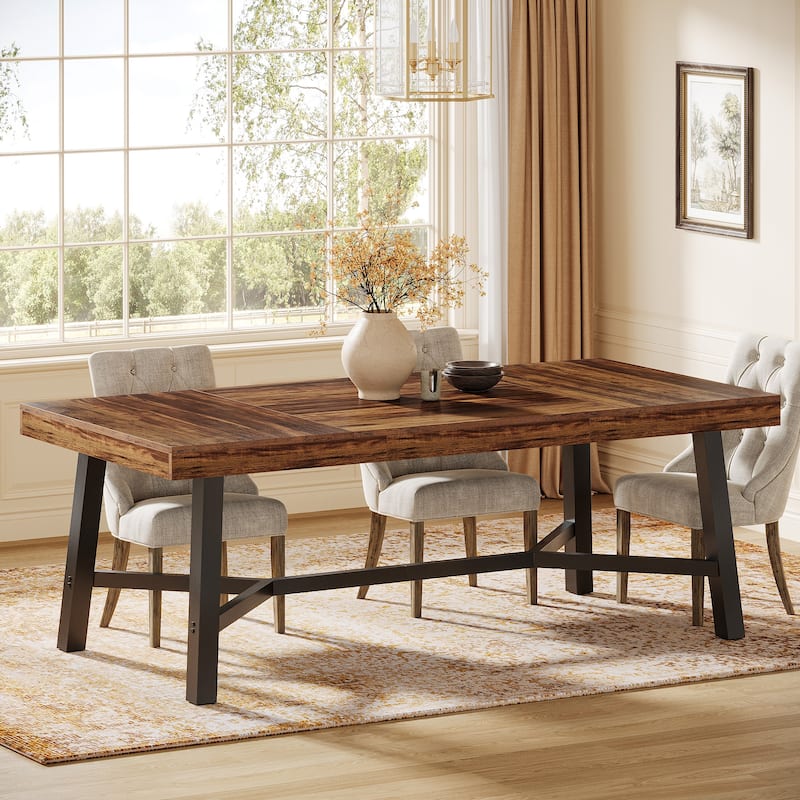 70.9-Inch Farmhouse Dining Table for 6-8 - Tan