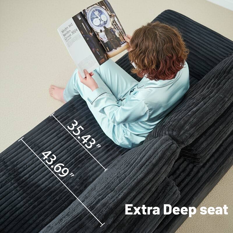 135.5 Inch U Shaped Modular Sectional Sofa, 6 Seat Corduroy Chaise Couch with Reversible Layout