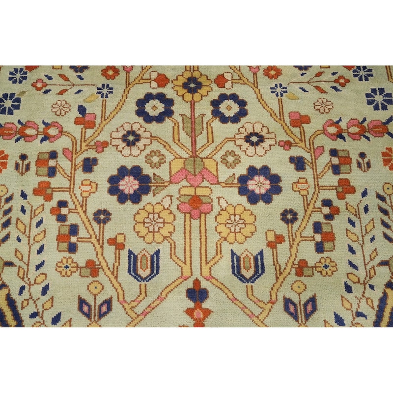 Hand Knotted Oriental 100% Wool Carpet Traditional All-Over Green Ziegler Area Rug - 11' 10'' X 8' 10''