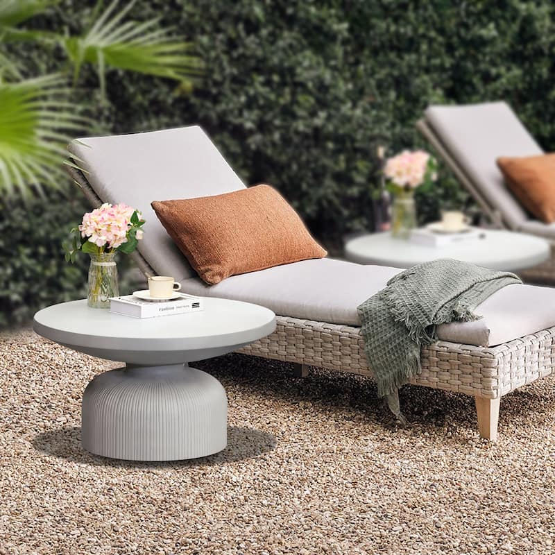 Light Grey MgO Indoor and Outdoor Round Coffee Table