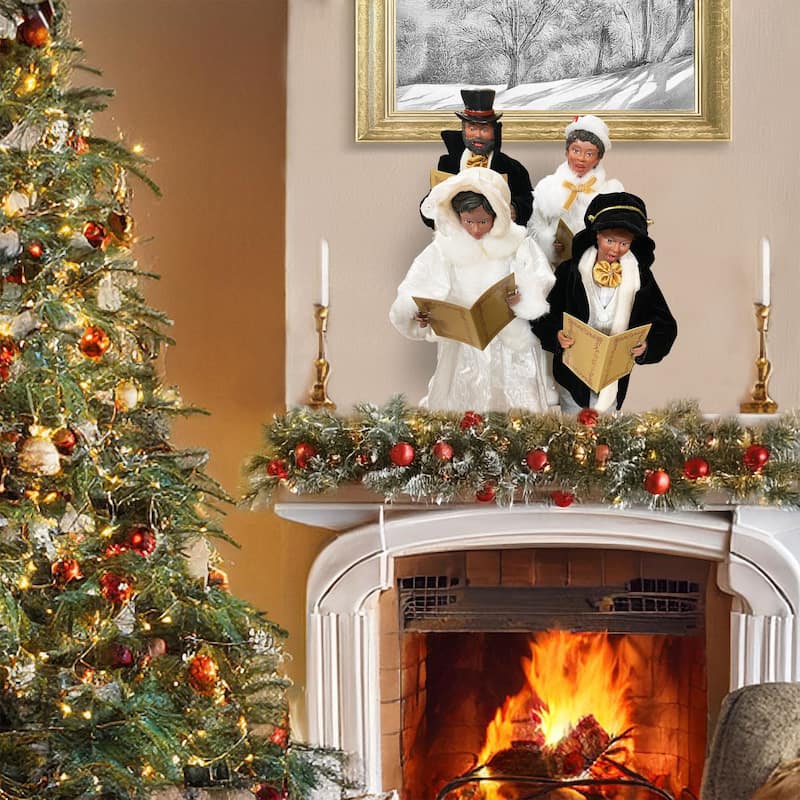 15 To 18 inches Black Christmas Splendor Carolers, Set of 4 - white