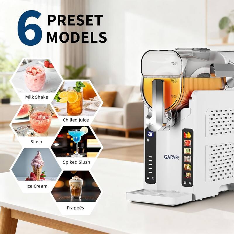 54oz Slushy Machine, Slushie Maker with 6 Preset Modes, LED Display for Home Party Use, White