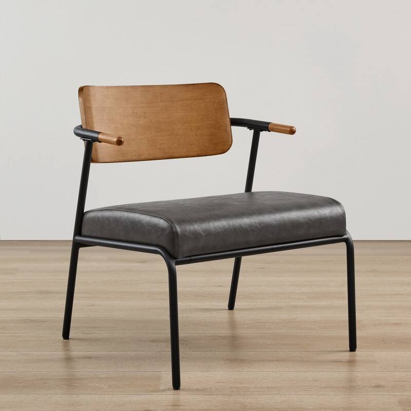 Cassie Upholstered Accent Chair with Metal Frame&Wood Back