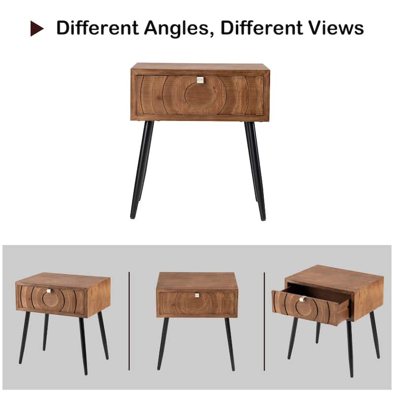 SUNBURY Morden Brown Nightstand with Drawer (Set of 2)