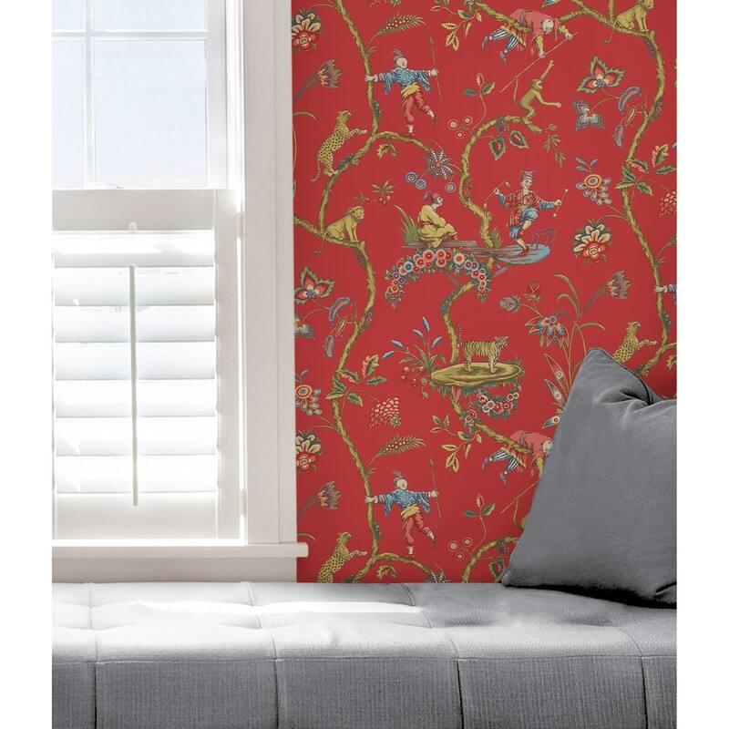 Scalamandre Tomato Chinoise Exotique Self Adhesive Peel & Stick Wallpaper