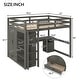 preview thumbnail 4 of 13, Spacious Cabin Style Full Size Loft Bed with Built-in Ladder,Storage Shelves and Wardrobe with Workstation,Safety Guaranteed