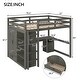 preview thumbnail 4 of 20, Wood Full Size Loft Bed with Built-in Wardrobe, Desk, Storage Shelves and Drawers, Grey