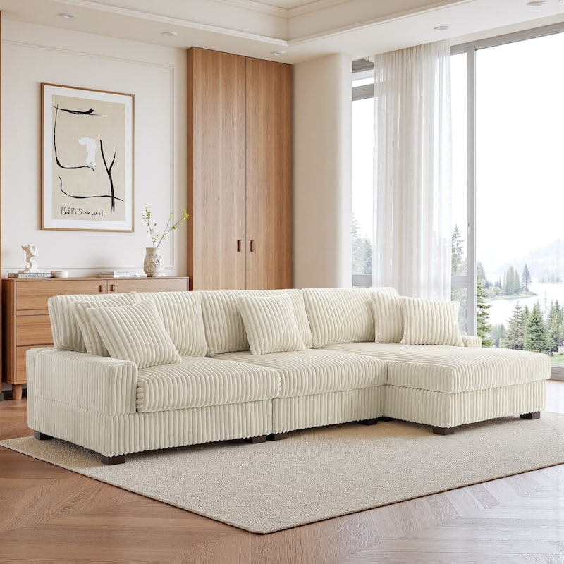 UIXE Upholstered Plush Velvet L Shaped Couch Modular Sofa