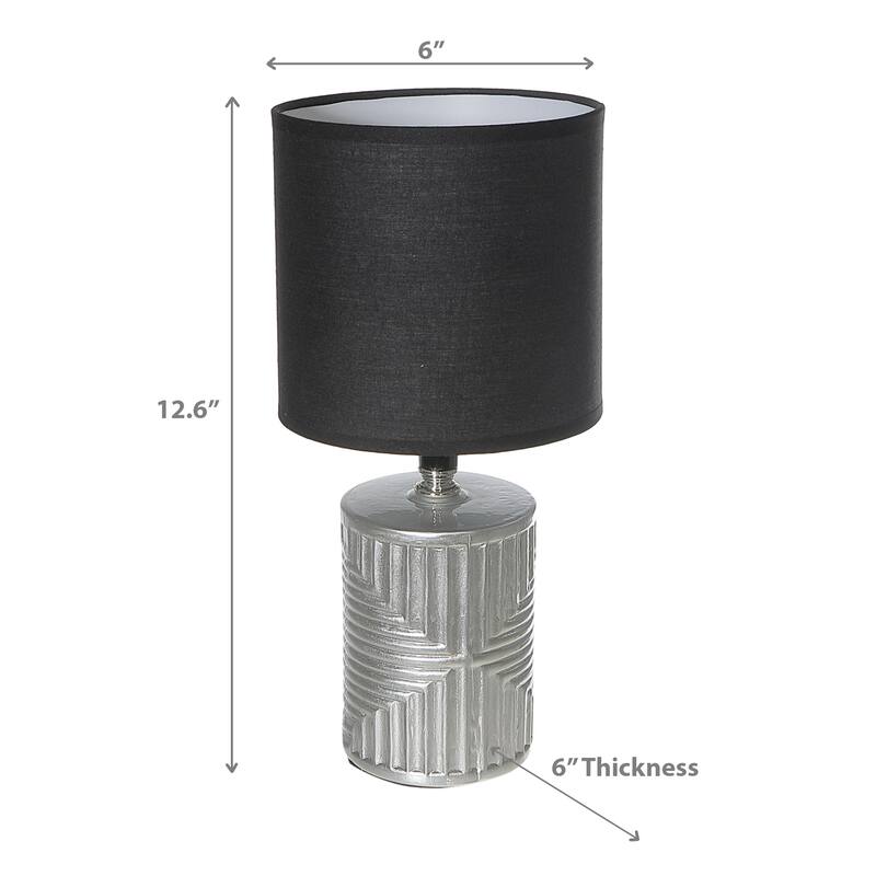 Ceramic Table Lamp With Shade Equator Silver