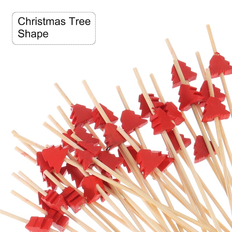 Bamboo Cocktail Toothpicks Christmas Tree Drink Picks Skewer 100Pcs - 4.72"