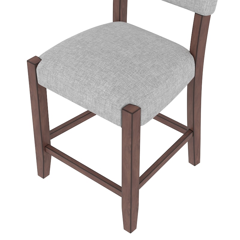 24.6" Modern Linen Upholstered Dining Chairs with Wood Legs (Set of 4)