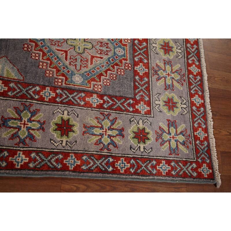 Traditional Gray Kazak Oriental Area Rug Handmade Wool Carpet - 5'8" x 8'0"