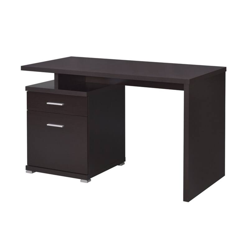 Wooden Contemporary Desk with Cabinet, Brown - N/A