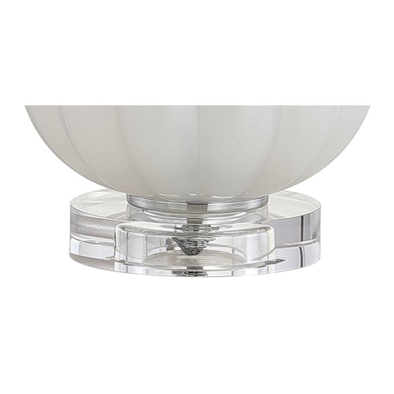 Dana 17.5" Glass/Crystal LED Table Lamp, White/Chrome by JONATHAN Y